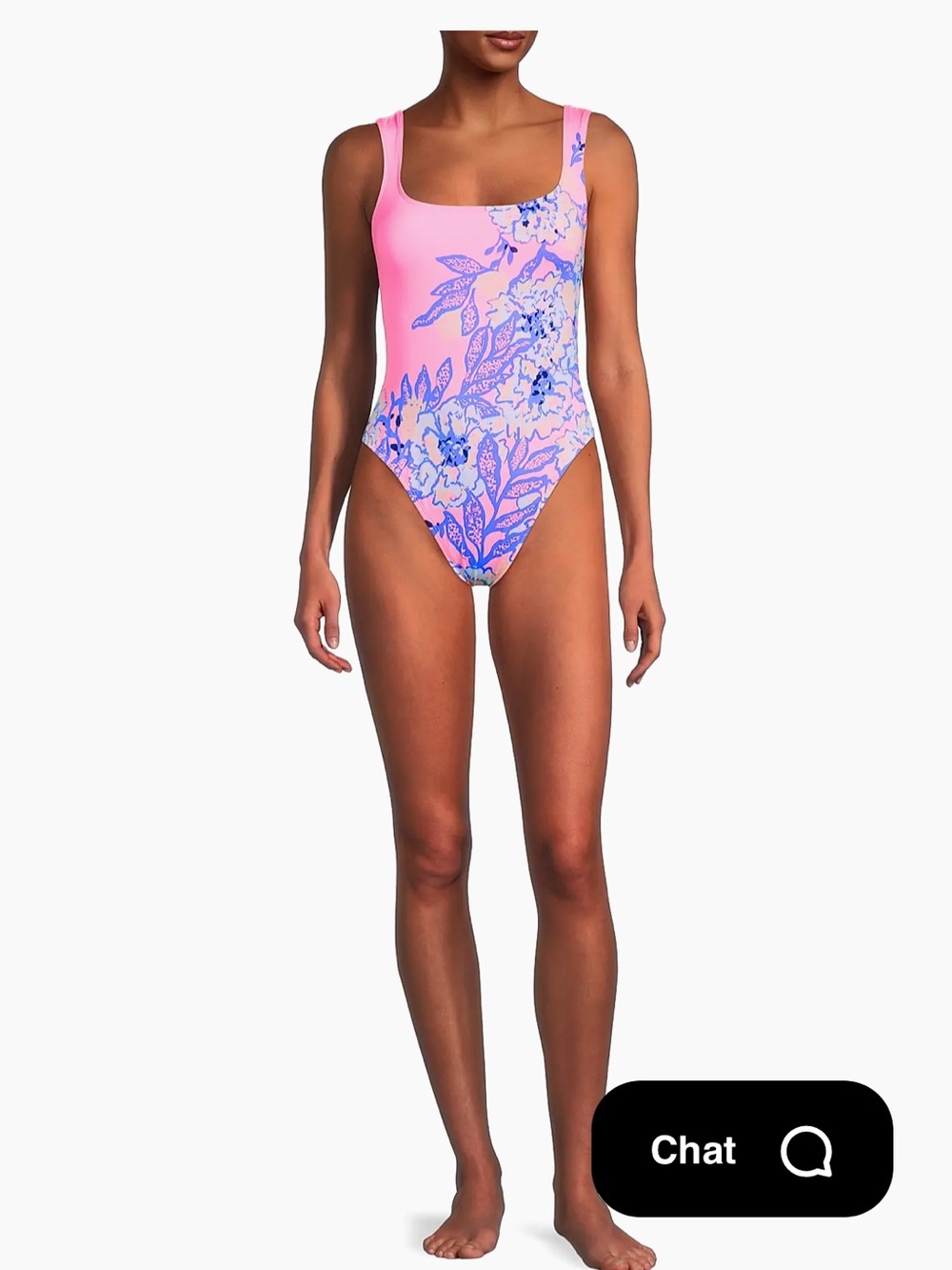 NWT's Lilly Pulitzer Pink & Blue Floral Square-Neck One-Piece